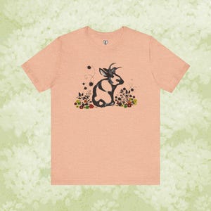 Bunny and FLowers T-Shirt, Silhouette Rabbit Graphic Shirt, Unisex Fit Tee, Bunny Shirt