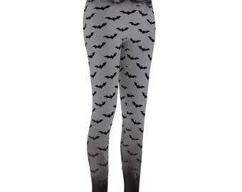 Leggings con estampado de murciélago, leggings suaves, leggings góticos, ropa alternativa, leggings de Halloween