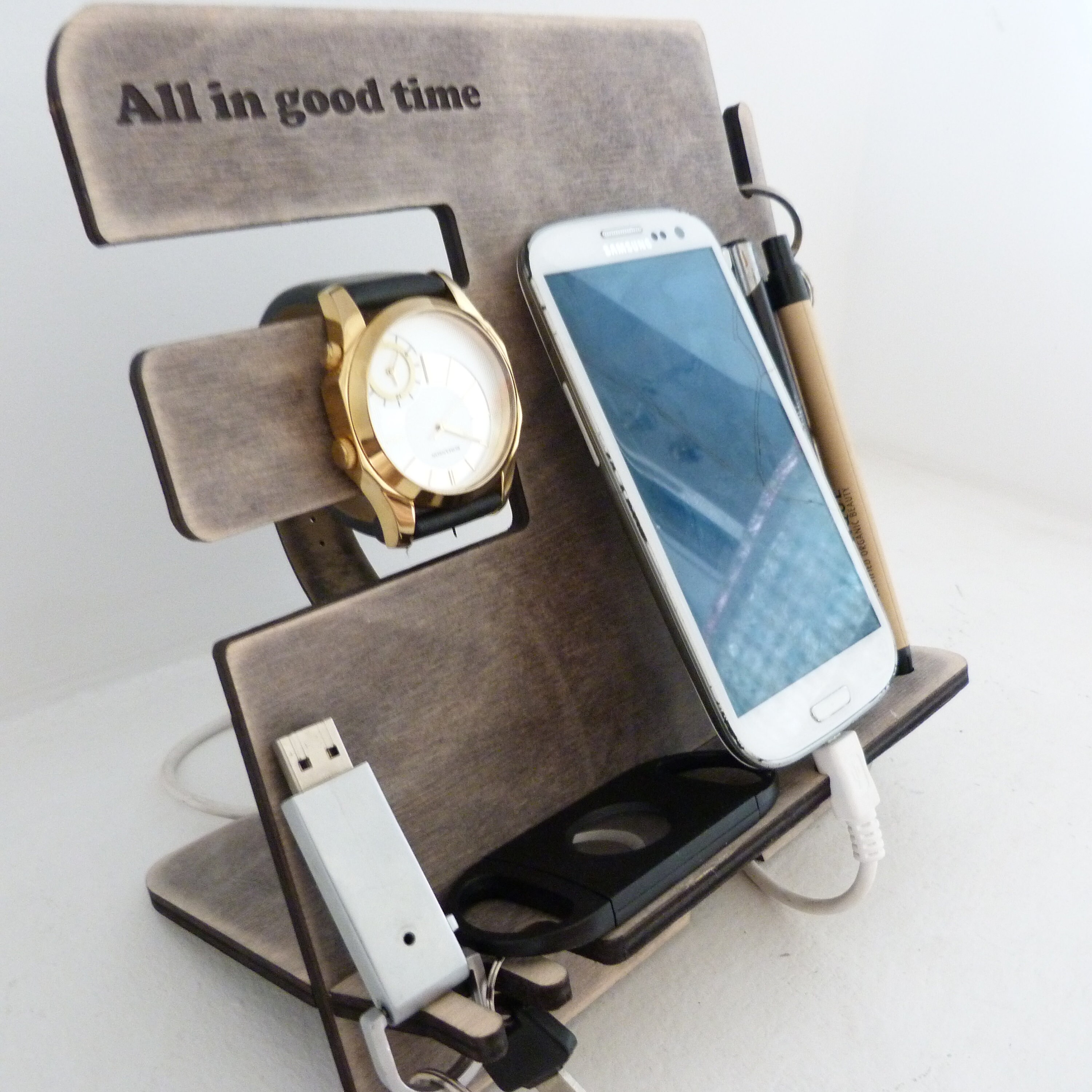 Wood Organizer dock station docking station wood docking Etsy