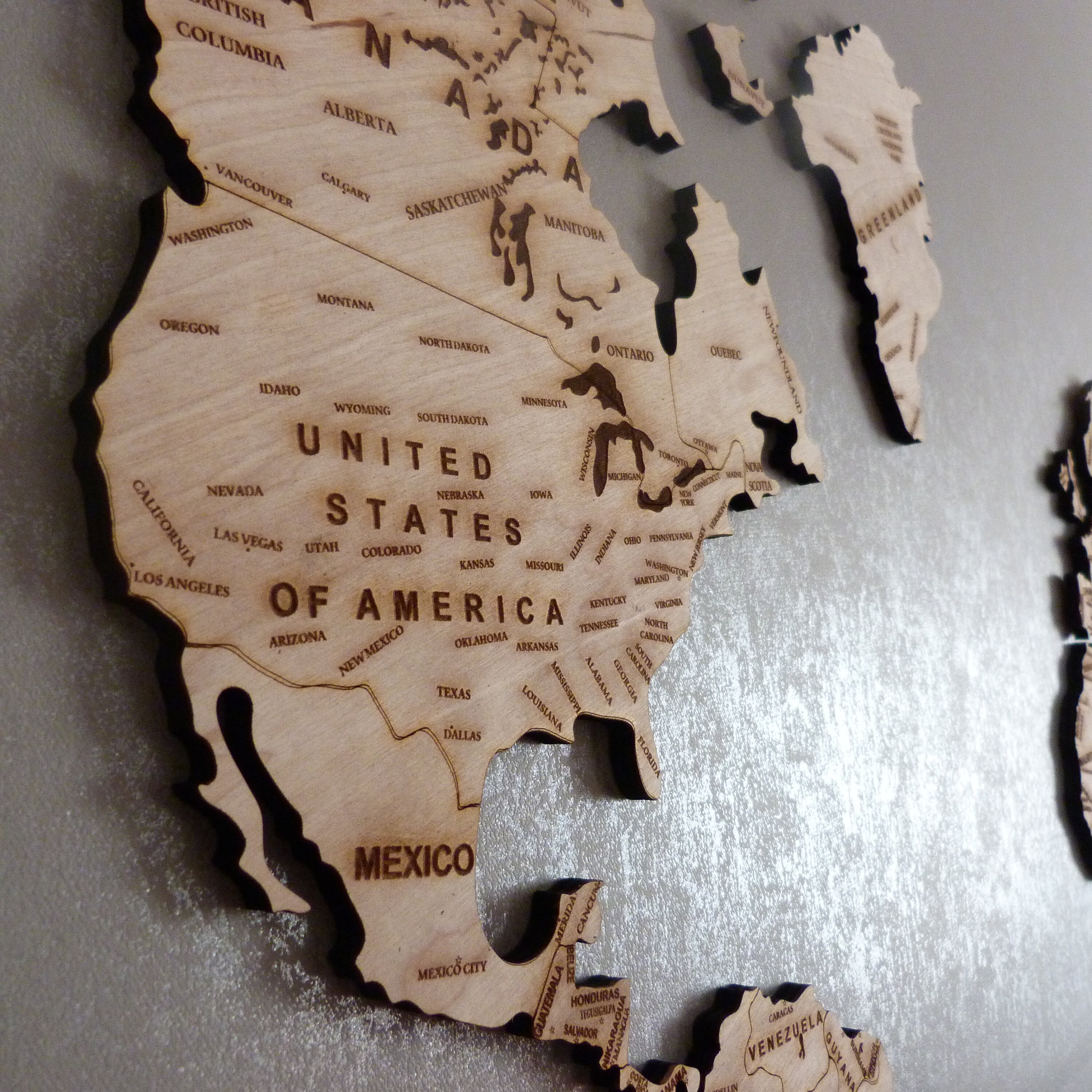 Mapa del mundo de madera 3d decoración de la pared decoración Etsy