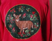 Vintage 1990s Red Christmas Wreath Sweatshirt, Size XL