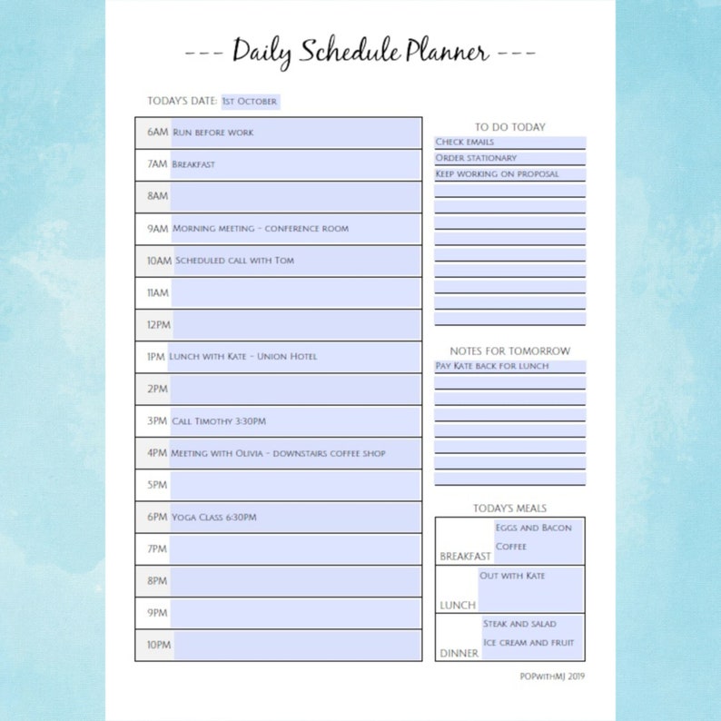 Daily Schedule Planner Fillable Daily Planner Editable ... Daily Schedule Planner Fillable Daily Planner Editable ...