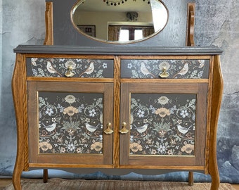 Antique Sideboard / Buffet Server with Oval Mirror back