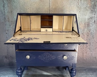 Blue & Ivory writing desk / bureau.