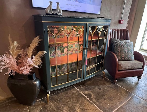 Blue & Blush Suburban Jungle Leopard Gin/ Drinks Cabinet - Laurence Llewellyn-Bowen design