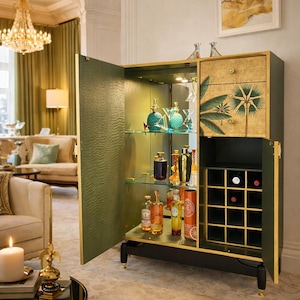 G Plan Cheetah Shenanigans Wardrobe transformed into a Bespoke Drinks Cabinet