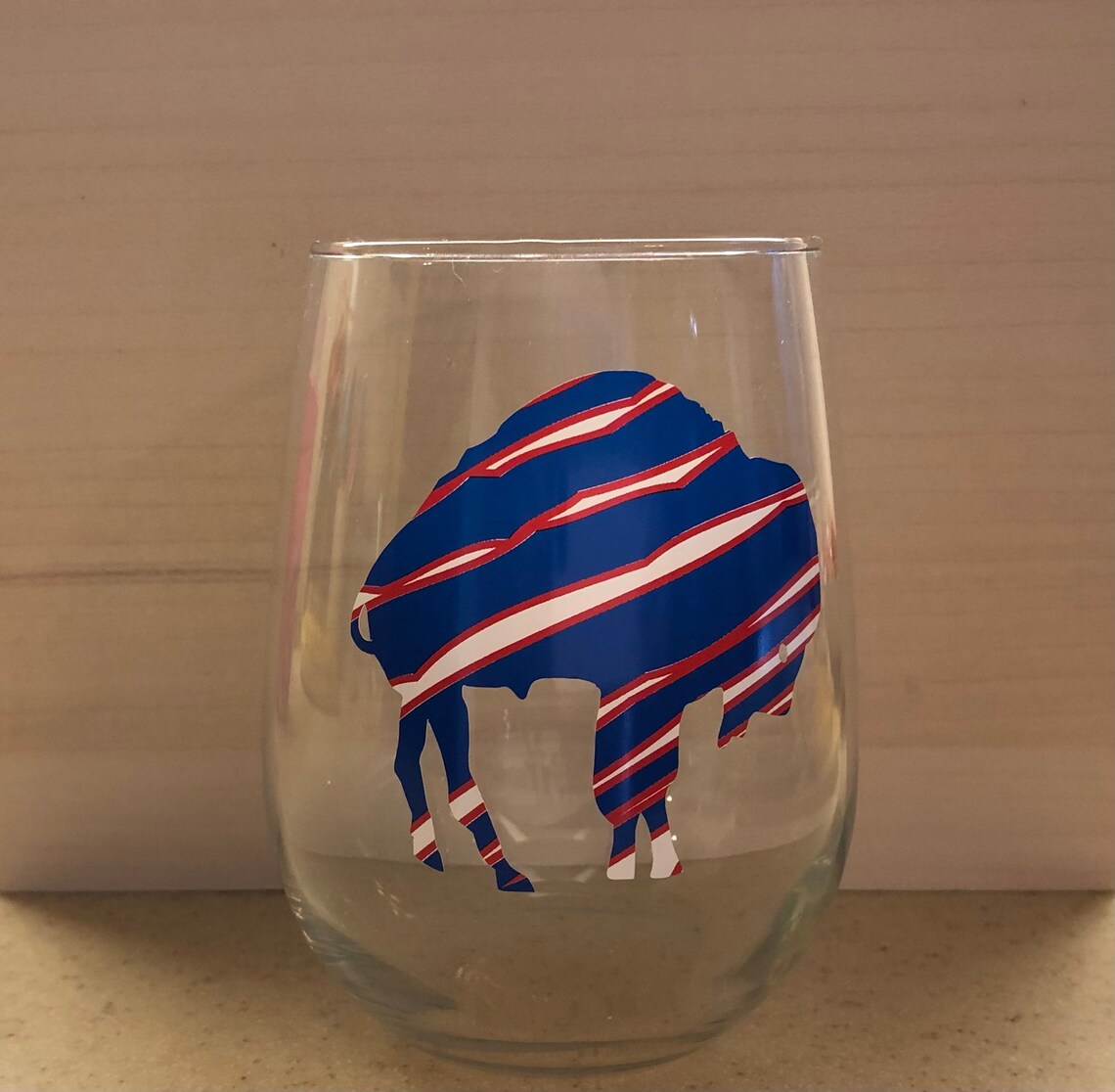Buffalo Bills Stemless Wine Glass. Zubaz Print. Zubaz Wine Etsy