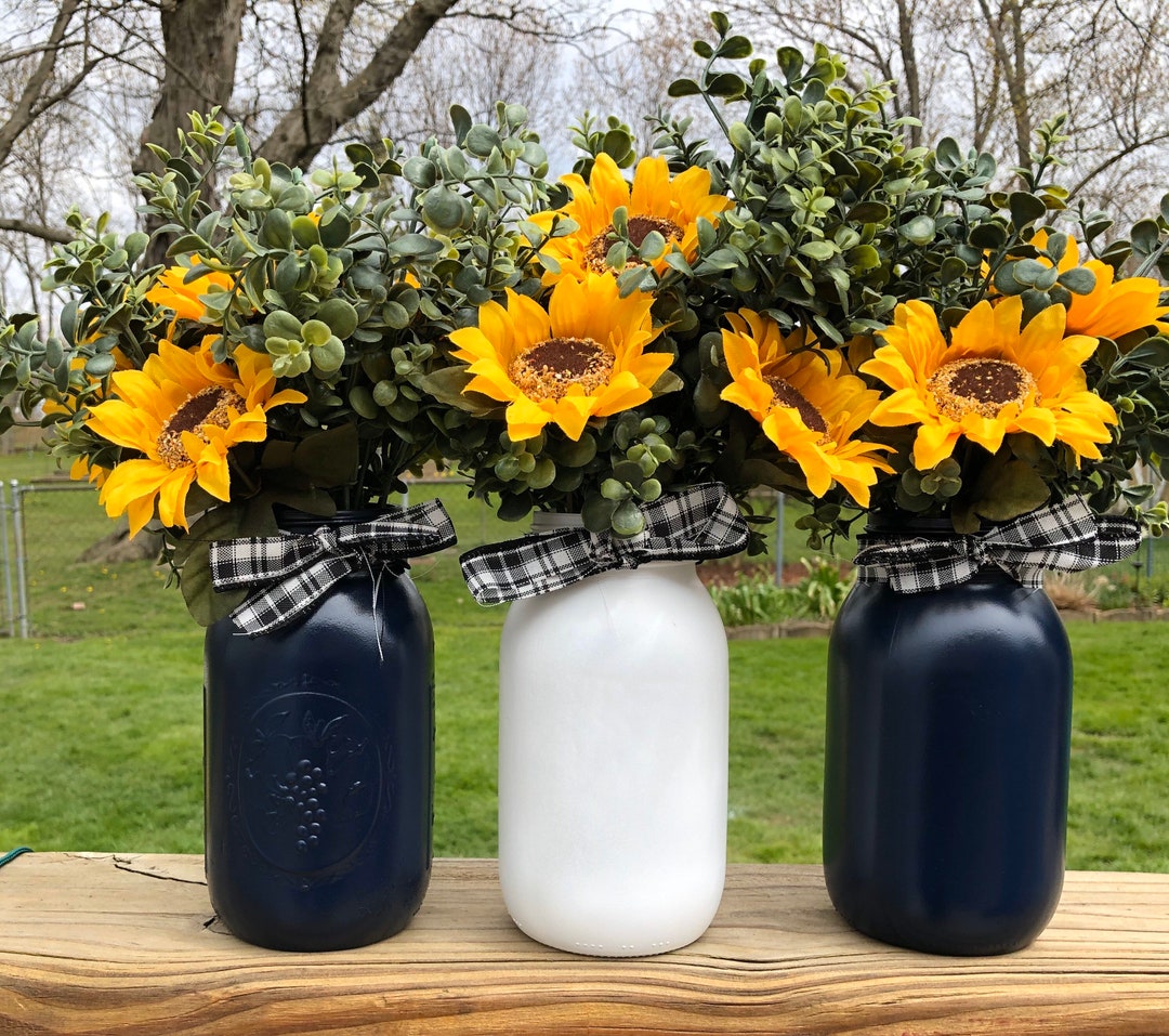 Sunflower Mason Jar Centerpiece Etsy