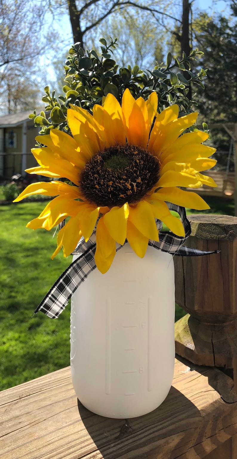 Sunflower Mason Jar Centerpiece Etsy