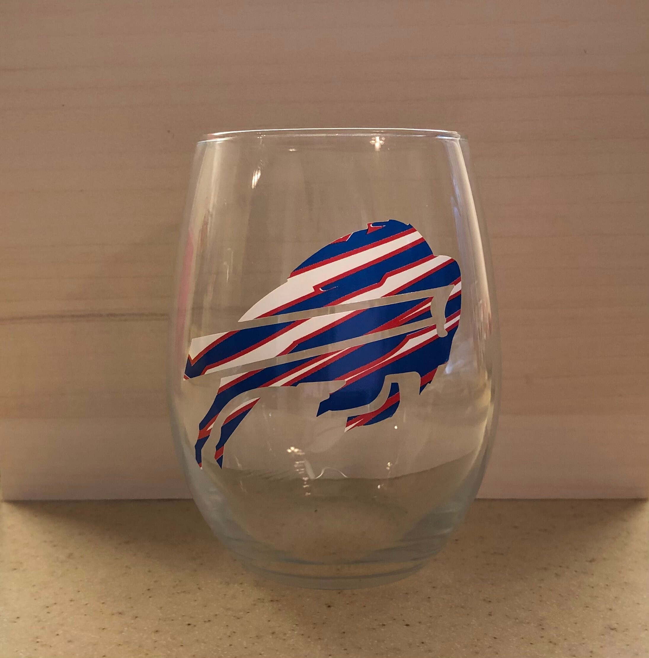 Buffalo Bills stemless wine glass. Zubaz print. Zubaz wine Etsy