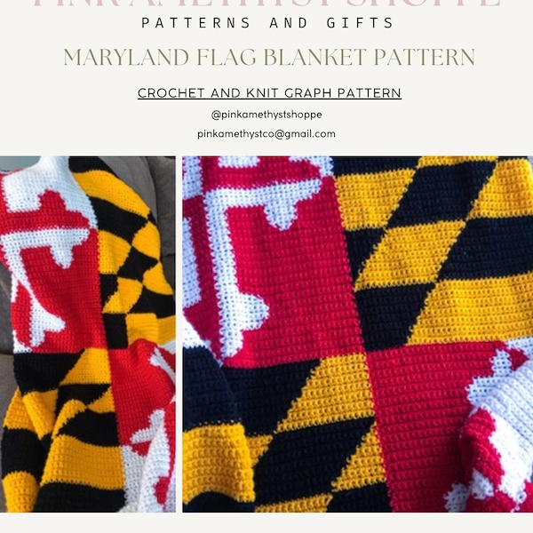 Maryland Flag Blanket Crochet/Knit Pattern/Graph **WITH Written Stitch Count Instructions**