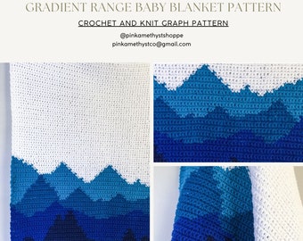 Gradient Range Baby Blanket Crochet/Knit Pattern/Graph **WITH Written Stitch Count Instructions**