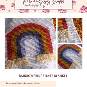 Rainbow Fringe Baby Blanket Crochet Pattern/Graph