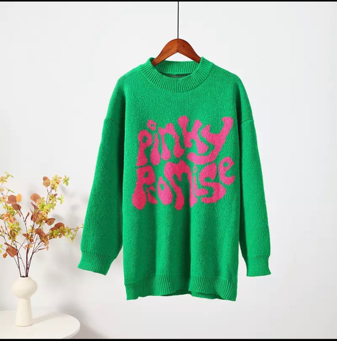 Pinky Promise Pink and Green Sweater for Her // Anniversary // - Etsy