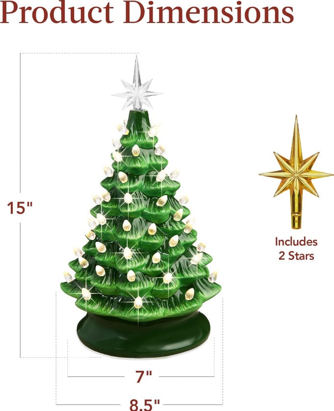 Ceramic Christmas Tree Tabletop Christmas Tree With Lights 15 Green