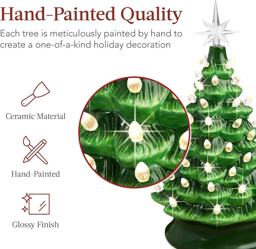 Ceramic Christmas Tree Tabletop Christmas Tree With Lights 15 Green