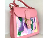 Hand painted handbag. Top handle bag.