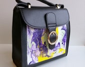 Hand painted handbag. Top handle bag.