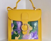 Hand painted handbag. Top handle bag.