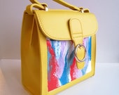 Hand painted handbag. Top handle bag.