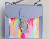 Hand painted handbag. Top handle bag.