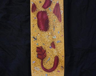 Treasured Rest - acrylverfschilderij van een skateboarddeck