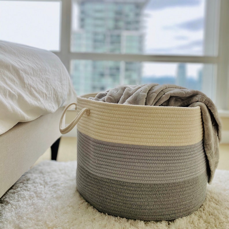 Beautiful Grey Blanket Basket Modern Large Baskets for Etsy