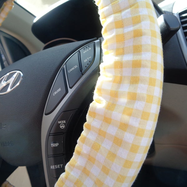 Gingham steering wheel cover assorted colors