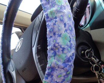 Purple Flowers Steering Wheel Cover