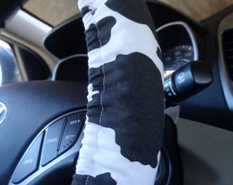 Black and White Cow print steering wheel cover