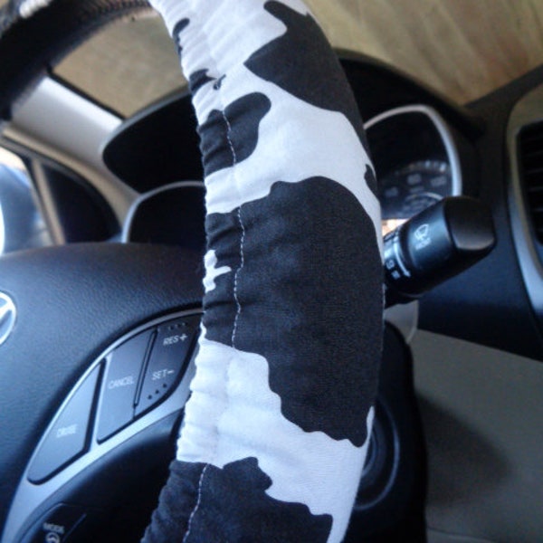 Black and White Cow print steering wheel cover