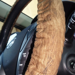 Brown Wood Grain Design Steering Wheel Cover