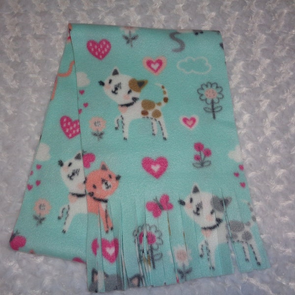 Fleece Cute Kitties Cats Scarf with Fringe 9 x 60