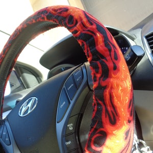 Red Fire flames Steering Wheel Cover Seatbelt cover