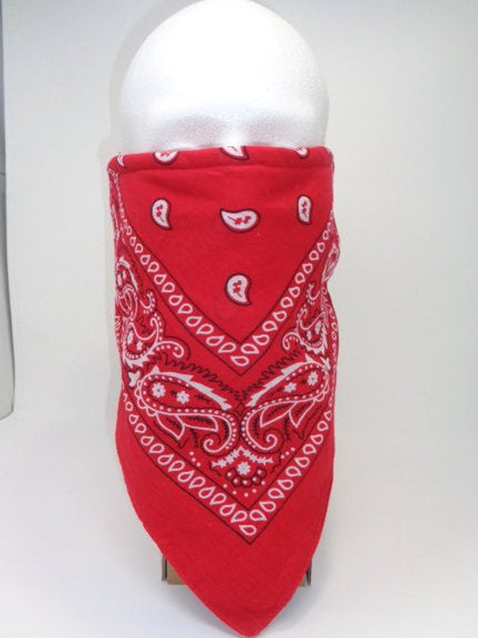 Red Fleece Lined Bandana Skiing Winter Sports Face Mask Etsy