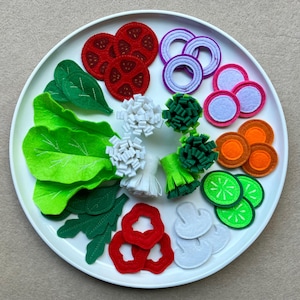Vegetables Play Set | Handmade, Durable, Eco-Friendly Felt Montessori Pretend Play Food | Kitchen Toy for Toddlers & Kids