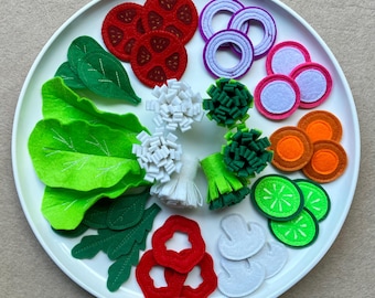 Vegetables Set | Handmade, Durable, Eco-Friendly Felt Montessori Pretend Play Food | Kitchen Toy for Toddlers & Kids