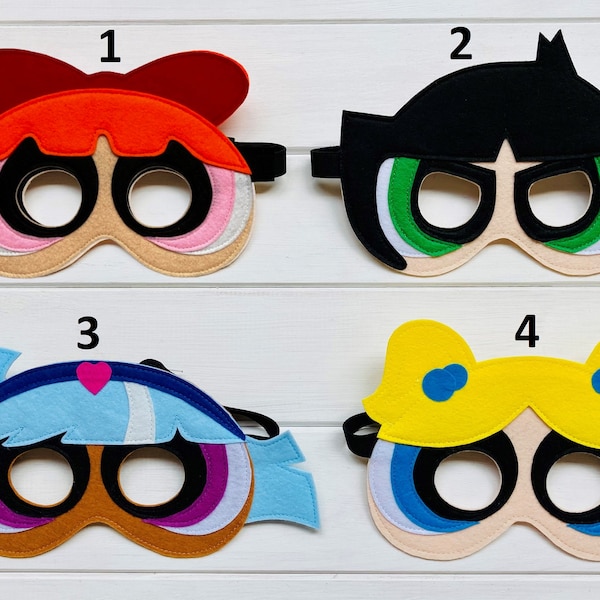 Power Girls Inspired Felt Party Masks / Halloween Costume / Hen Party / Birthday Party / Ready to Ship