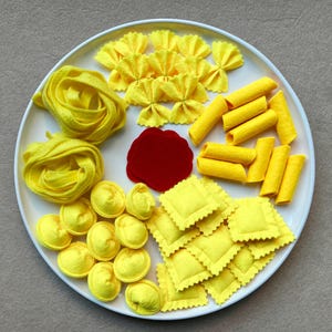 Pasta Play Set | Handmade, Durable, Eco-Friendly Felt Montessori Pretend Play Food | Kitchen Toy for Toddlers & Kids