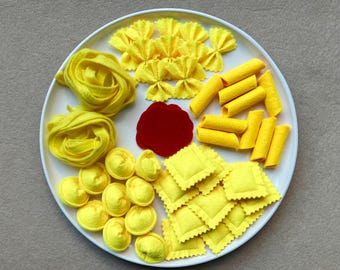 Pasta Set | Handmade, Durable, Eco-Friendly Felt Montessori Pretend Play Food | Kitchen Toy for Toddlers & Kids