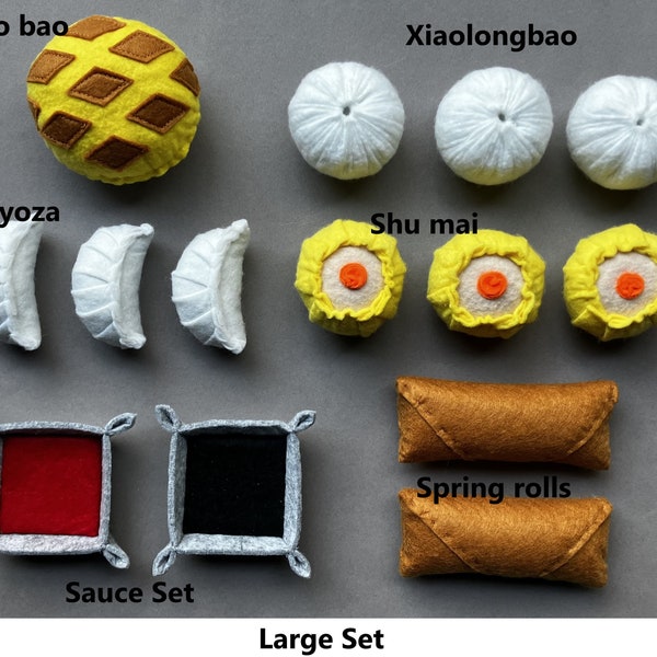 Chinese Dim Sum with Bolo Bao and Bok Choy / Hand Made Felt Play Food / Pretend Play / Montessori Educational Kitchen Toys / Ready to Ship