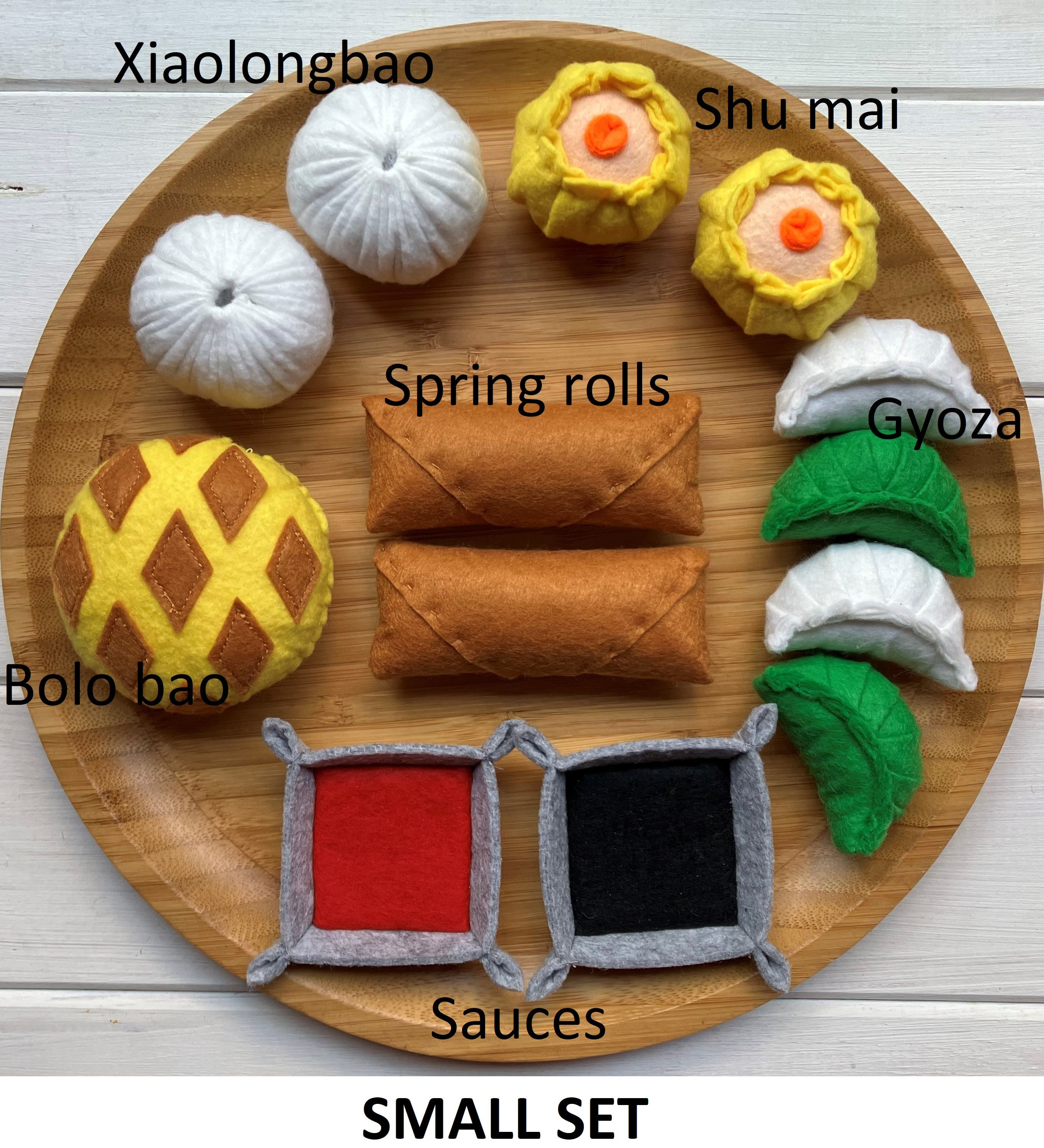 Chinese Dim Sum With Bolo Bao and Bok Choy / Hand Made Felt 