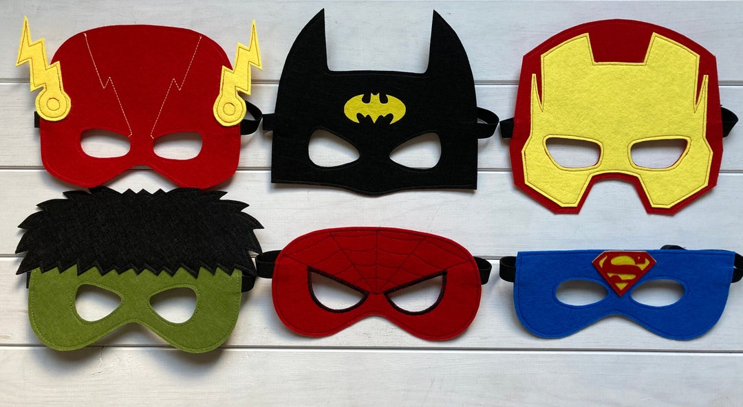 Máscaras de fiesta de fieltro hechas a mano inspiradas en superhéroes /  fiesta de cumpleaños / Halloween / fiesta de disfraces / listo para enviar  -  México
