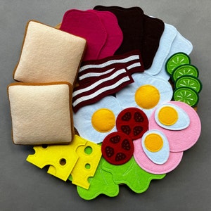 Breakfast Set / Handmade Felt Play Food for Kids / Pretend Play / Montessori Educational Kitchen Toys / Felt Toy Food for Toddlers and Kids