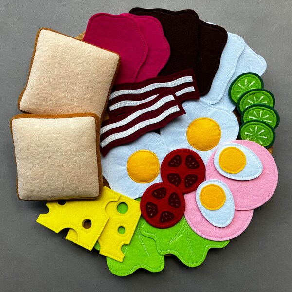 Breakfast Set / Handmade Felt Play Food for Kids / Pretend Play / Montessori Educational Kitchen Toys / Felt Toy Food for Toddlers and Kids