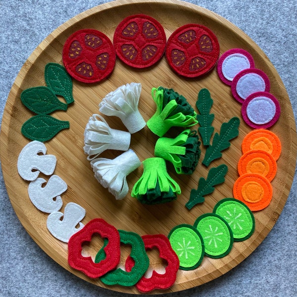 Vegetables Set / Handmade Felt Play Food for Kids / Pretend Play / Montessori Educational Kitchen Toys / Felt Toy Food for Toddlers and Kids