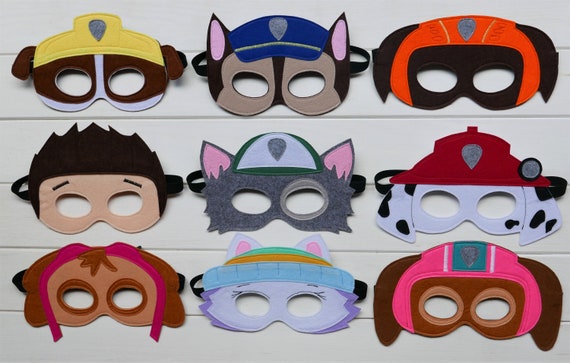 Máscaras de fiesta de fieltro inspiradas en Patrol Pups / Disfraz de  Halloween / Fiesta de cumpleaños / Listo para enviar -  México