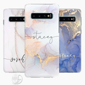 Personalised initial phone case with name marbled big letter hard cover for Samsung  Galaxy  S7 EDGE S8 S9 S10 S10+ S20  Christmas gift