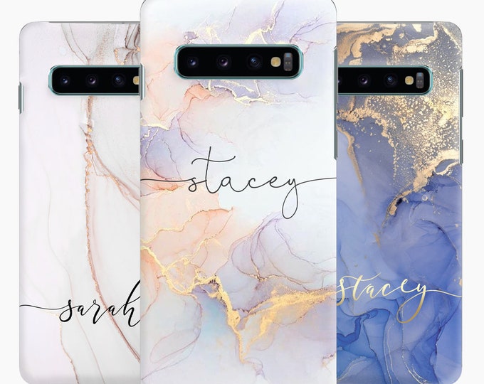 Personalised initial phone case with name marbled big letter hard cover for Samsung  Galaxy  S7 EDGE S8 S9 S10 S10+ S20Father's Day