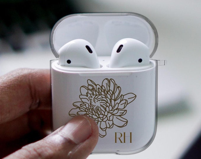 PERSONALISED silicone case for Airpods 1st, 2nd and Airpods Pro cover name initials for Apple gift for herFather's Day